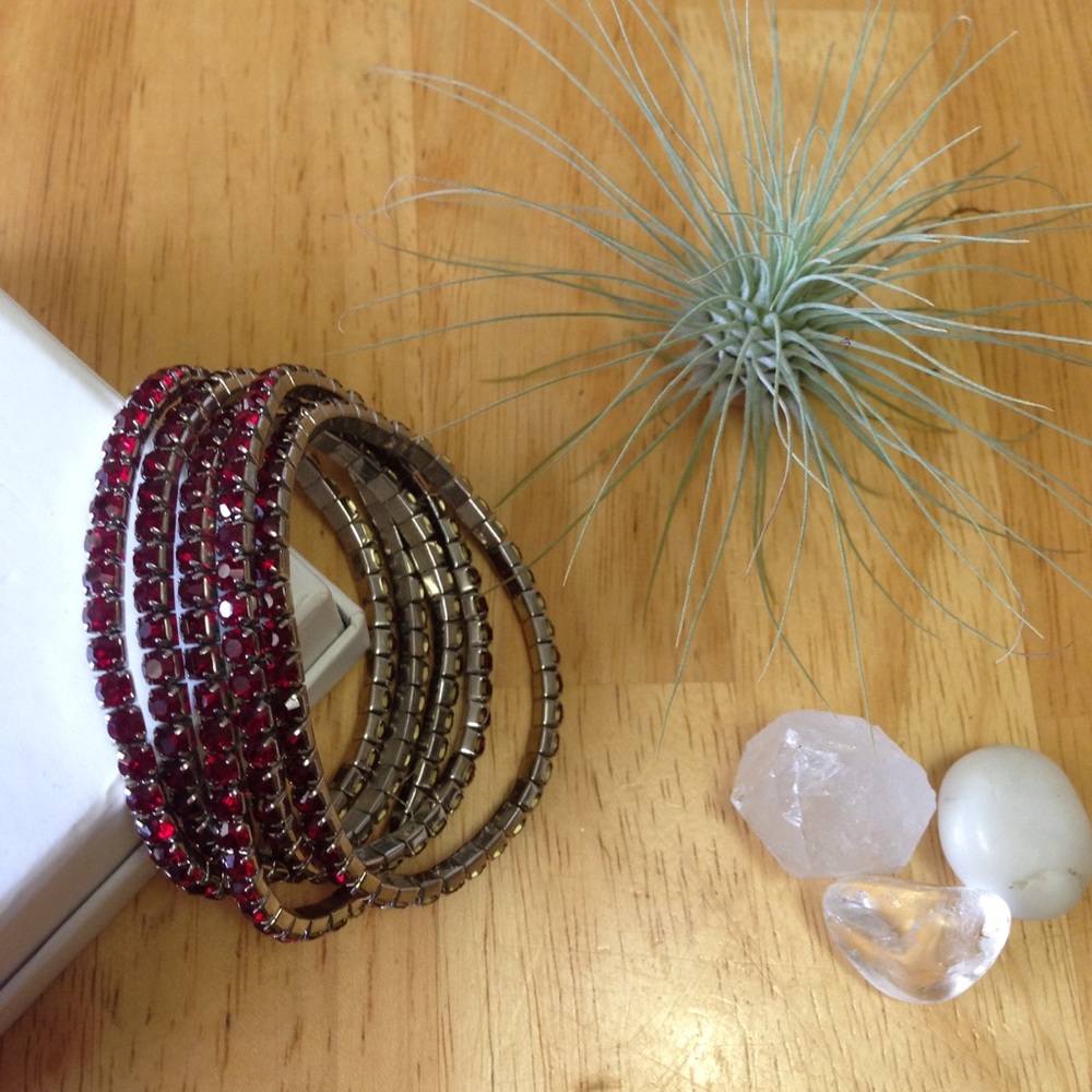 Free add on 5 dark red rhinestone bracelets
